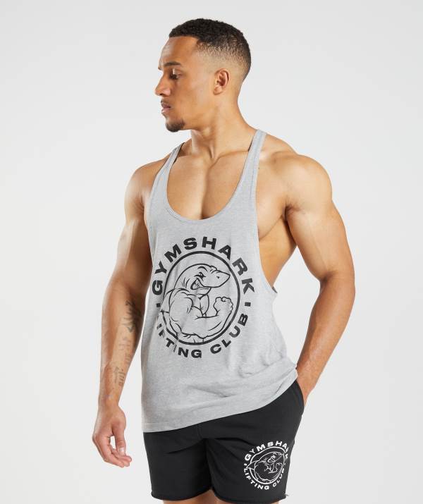 Panske Tielko Gymshark Legacy Stringer Svetlo Siva | RO1953487